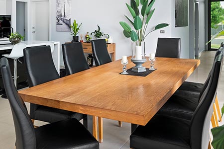 Table and chairs in a living room setting